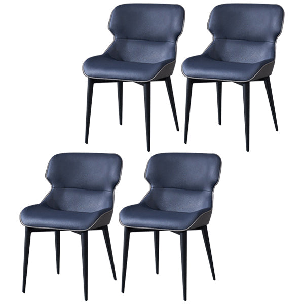 Modern Design Wingback Dining Arm Chairs Leather Dining Chairs (Set of 4) Dark Blue Clearhalo ' kitchen&dining_furn' 'Dining Chairs' 'Dining Tables & Seating' 'dining_chair' 'furn' 'furn_dining_chair' 'Furniture' 'furniture_dining_chair' 'Kitchen & Dining Furniture' 'kitchen' 4140509