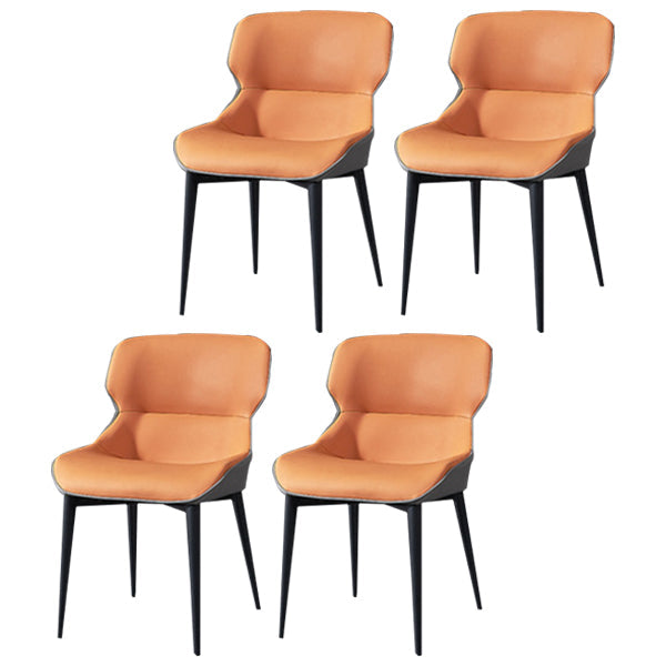 Modern Design Wingback Dining Arm Chairs Leather Dining Chairs (Set of 4) Orange Clearhalo ' kitchen&dining_furn' 'Dining Chairs' 'Dining Tables & Seating' 'dining_chair' 'furn' 'furn_dining_chair' 'Furniture' 'furniture_dining_chair' 'Kitchen & Dining Furniture' 'kitchen' 4140515