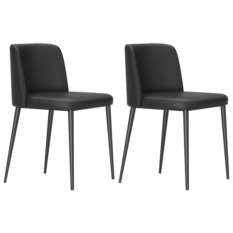 Industrial Style Upholstered Armless Dining Chairs Solid Back Dining Chairs (Set of 2) Black Clearhalo ' kitchen&dining_furn' 'Dining Chairs' 'Dining Tables & Seating' 'dining_chair' 'furn' 'furn_dining_chair' 'Furniture' 'furniture_dining_chair' 'Kitchen & Dining Furniture' 'kitchen' 4140519