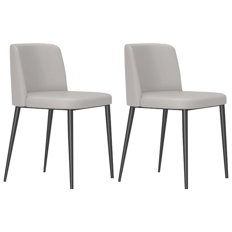 Industrial Style Upholstered Armless Dining Chairs Solid Back Dining Chairs (Set of 2) Light Gray Clearhalo ' kitchen&dining_furn' 'Dining Chairs' 'Dining Tables & Seating' 'dining_chair' 'furn' 'furn_dining_chair' 'Furniture' 'furniture_dining_chair' 'Kitchen & Dining Furniture' 'kitchen' 4140520