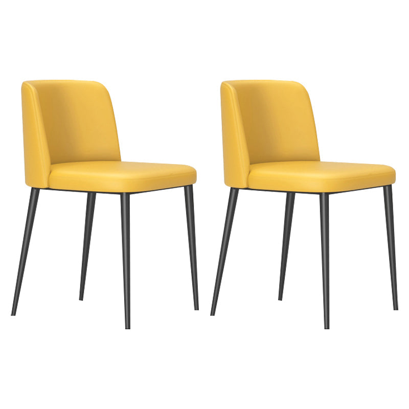 Industrial Style Upholstered Armless Dining Chairs Solid Back Dining Chairs (Set of 2) Yellow Clearhalo ' kitchen&dining_furn' 'Dining Chairs' 'Dining Tables & Seating' 'dining_chair' 'furn' 'furn_dining_chair' 'Furniture' 'furniture_dining_chair' 'Kitchen & Dining Furniture' 'kitchen' 4140522