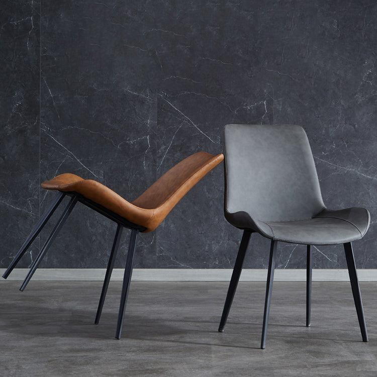 Industrial Style Arm Side Chairs Leather Solid Back Dining Chairs for Kitchen (Set of 4) Clearhalo ' kitchen&dining_furn' 'Dining Chairs' 'Dining Tables & Seating' 'dining_chair' 'furn' 'furn_dining_chair' 'Furniture' 'furniture_dining_chair' 'Kitchen & Dining Furniture' 'kitchen' 4140535