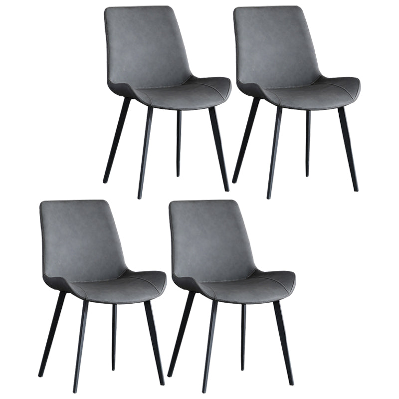 Industrial Style Arm Side Chairs Leather Solid Back Dining Chairs for Kitchen (Set of 4) Grey Clearhalo ' kitchen&dining_furn' 'Dining Chairs' 'Dining Tables & Seating' 'dining_chair' 'furn' 'furn_dining_chair' 'Furniture' 'furniture_dining_chair' 'Kitchen & Dining Furniture' 'kitchen' 4140536