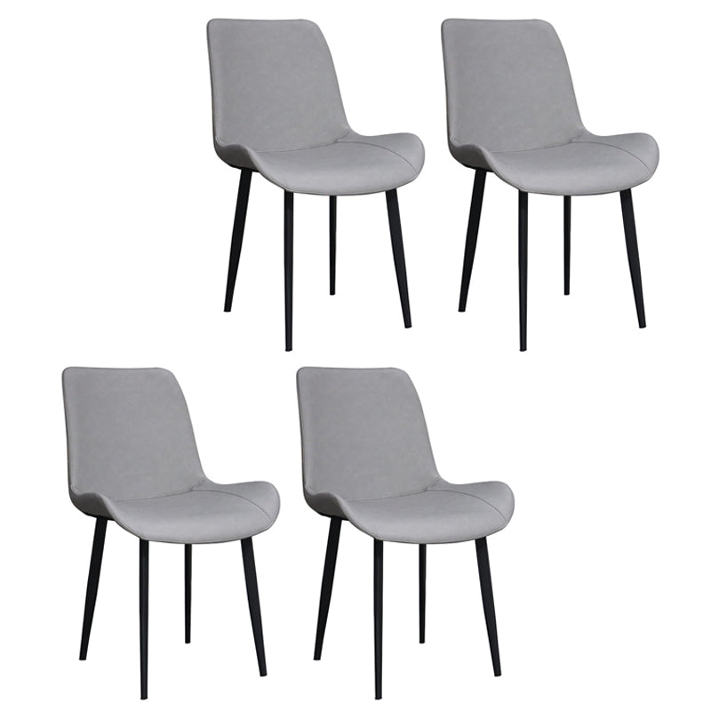 Industrial Style Arm Side Chairs Leather Solid Back Dining Chairs for Kitchen (Set of 4) Light Gray Clearhalo ' kitchen&dining_furn' 'Dining Chairs' 'Dining Tables & Seating' 'dining_chair' 'furn' 'furn_dining_chair' 'Furniture' 'furniture_dining_chair' 'Kitchen & Dining Furniture' 'kitchen' 4140537