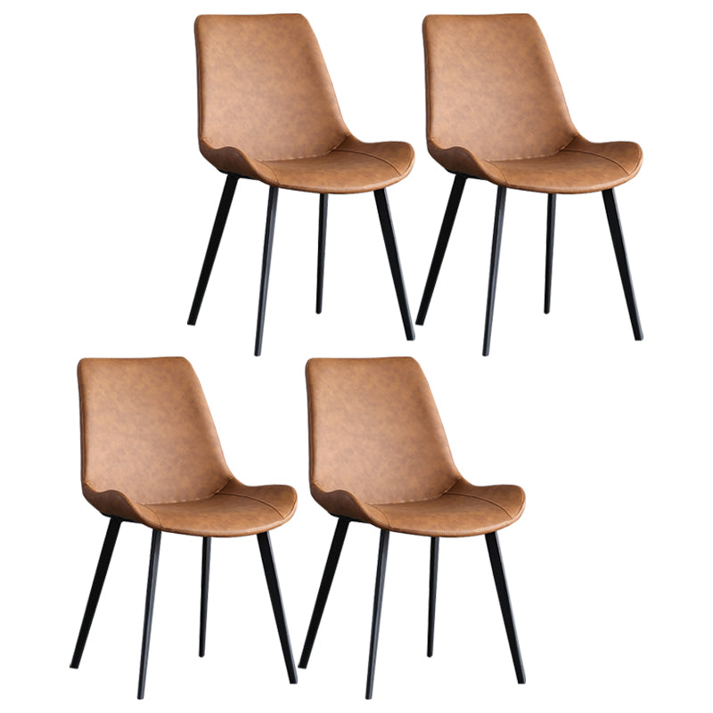 Industrial Style Arm Side Chairs Leather Solid Back Dining Chairs for Kitchen (Set of 4) Orange Clearhalo ' kitchen&dining_furn' 'Dining Chairs' 'Dining Tables & Seating' 'dining_chair' 'furn' 'furn_dining_chair' 'Furniture' 'furniture_dining_chair' 'Kitchen & Dining Furniture' 'kitchen' 4140543
