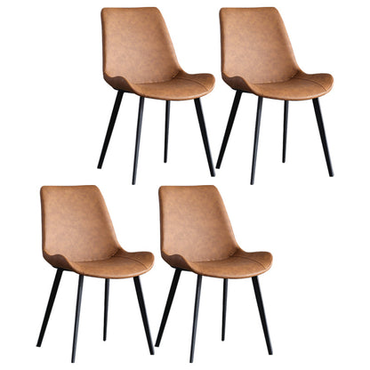 Industrial Style Arm Side Chairs Leather Solid Back Dining Chairs for Kitchen (Set of 4) Orange Clearhalo ' kitchen&dining_furn' 'Dining Chairs' 'Dining Tables & Seating' 'dining_chair' 'furn' 'furn_dining_chair' 'Furniture' 'furniture_dining_chair' 'Kitchen & Dining Furniture' 'kitchen' 4140543