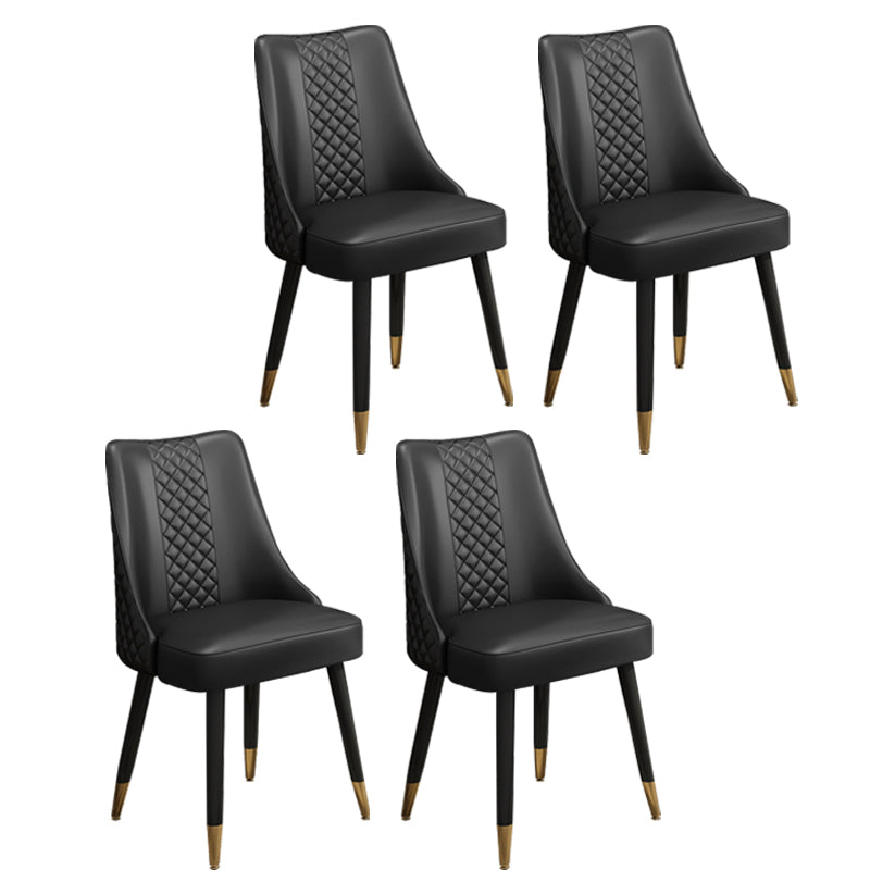 Scandinavian Style Leather Dining Armless Chairs Parsons Upholstered Chair (Set of 4) Black Clearhalo ' kitchen&dining_furn' 'Dining Chairs' 'Dining Tables & Seating' 'dining_chair' 'furn' 'furn_dining_chair' 'Furniture' 'furniture_dining_chair' 'Kitchen & Dining Furniture' 'kitchen' 4140553