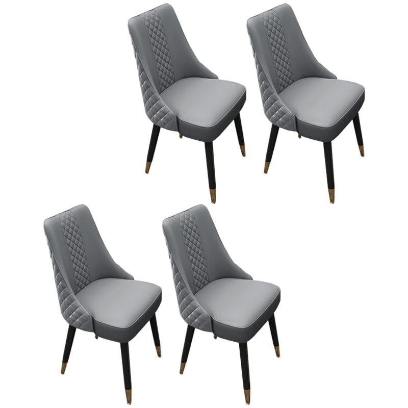 Scandinavian Style Leather Dining Armless Chairs Parsons Upholstered Chair (Set of 4) Dark Gray Clearhalo ' kitchen&dining_furn' 'Dining Chairs' 'Dining Tables & Seating' 'dining_chair' 'furn' 'furn_dining_chair' 'Furniture' 'furniture_dining_chair' 'Kitchen & Dining Furniture' 'kitchen' 4140555