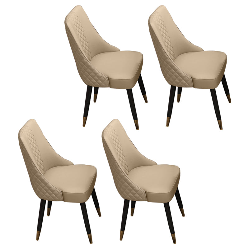 Scandinavian Style Leather Dining Armless Chairs Parsons Upholstered Chair (Set of 4) Khaki Clearhalo ' kitchen&dining_furn' 'Dining Chairs' 'Dining Tables & Seating' 'dining_chair' 'furn' 'furn_dining_chair' 'Furniture' 'furniture_dining_chair' 'Kitchen & Dining Furniture' 'kitchen' 4140560