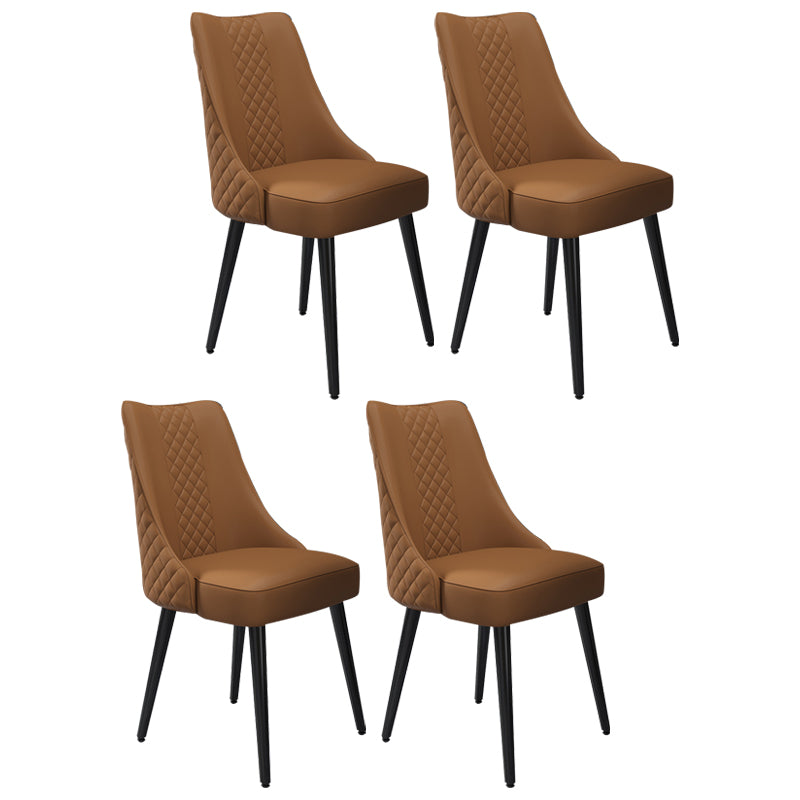 Scandinavian Style Leather Dining Armless Chairs Parsons Upholstered Chair (Set of 4) Coffee Clearhalo ' kitchen&dining_furn' 'Dining Chairs' 'Dining Tables & Seating' 'dining_chair' 'furn' 'furn_dining_chair' 'Furniture' 'furniture_dining_chair' 'Kitchen & Dining Furniture' 'kitchen' 4140563