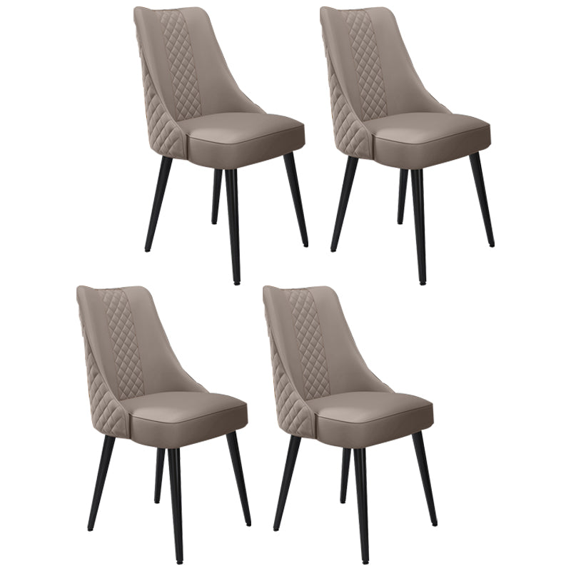 Scandinavian Style Leather Dining Armless Chairs Parsons Upholstered Chair (Set of 4) Silver Gray Clearhalo ' kitchen&dining_furn' 'Dining Chairs' 'Dining Tables & Seating' 'dining_chair' 'furn' 'furn_dining_chair' 'Furniture' 'furniture_dining_chair' 'Kitchen & Dining Furniture' 'kitchen' 4140564
