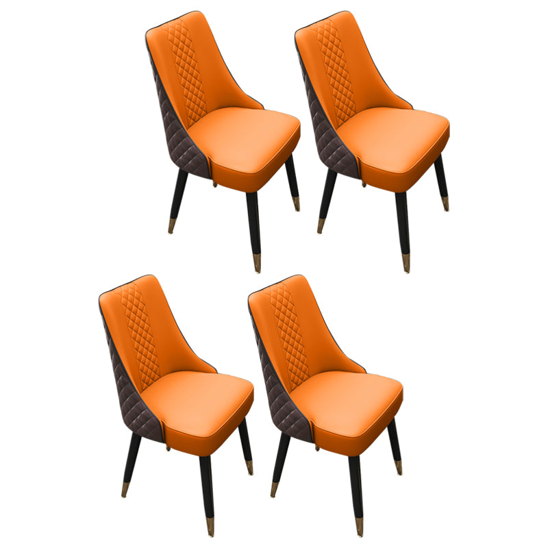 Scandinavian Style Leather Dining Armless Chairs Parsons Upholstered Chair (Set of 4) Tan Clearhalo ' kitchen&dining_furn' 'Dining Chairs' 'Dining Tables & Seating' 'dining_chair' 'furn' 'furn_dining_chair' 'Furniture' 'furniture_dining_chair' 'Kitchen & Dining Furniture' 'kitchen' 4140566