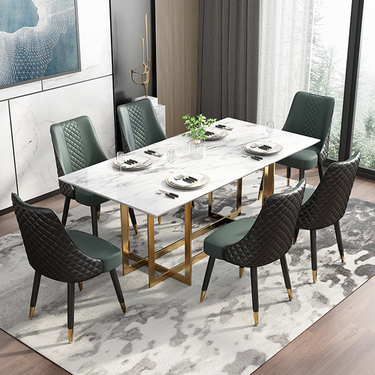 Scandinavian Style Leather Dining Armless Chairs Parsons Upholstered Chair (Set of 4) Clearhalo ' kitchen&dining_furn' 'Dining Chairs' 'Dining Tables & Seating' 'dining_chair' 'furn' 'furn_dining_chair' 'Furniture' 'furniture_dining_chair' 'Kitchen & Dining Furniture' 'kitchen' 4140570