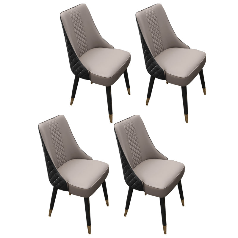 Scandinavian Style Leather Dining Armless Chairs Parsons Upholstered Chair (Set of 4) Black-Gray Clearhalo ' kitchen&dining_furn' 'Dining Chairs' 'Dining Tables & Seating' 'dining_chair' 'furn' 'furn_dining_chair' 'Furniture' 'furniture_dining_chair' 'Kitchen & Dining Furniture' 'kitchen' 4140571