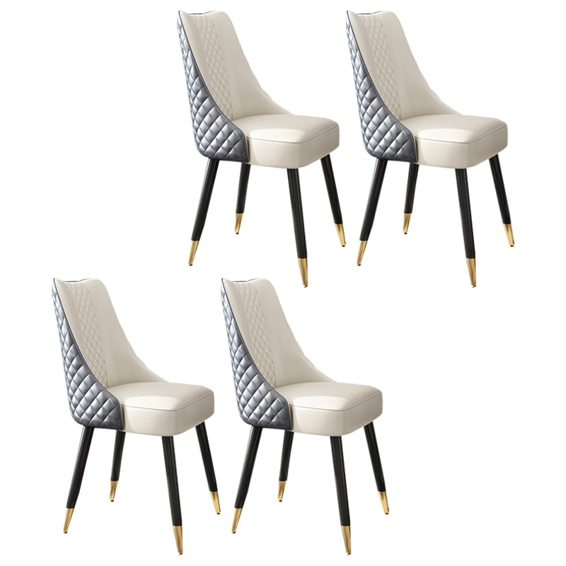 Scandinavian Style Leather Dining Armless Chairs Parsons Upholstered Chair (Set of 4) White-Gray Clearhalo ' kitchen&dining_furn' 'Dining Chairs' 'Dining Tables & Seating' 'dining_chair' 'furn' 'furn_dining_chair' 'Furniture' 'furniture_dining_chair' 'Kitchen & Dining Furniture' 'kitchen' 4140572