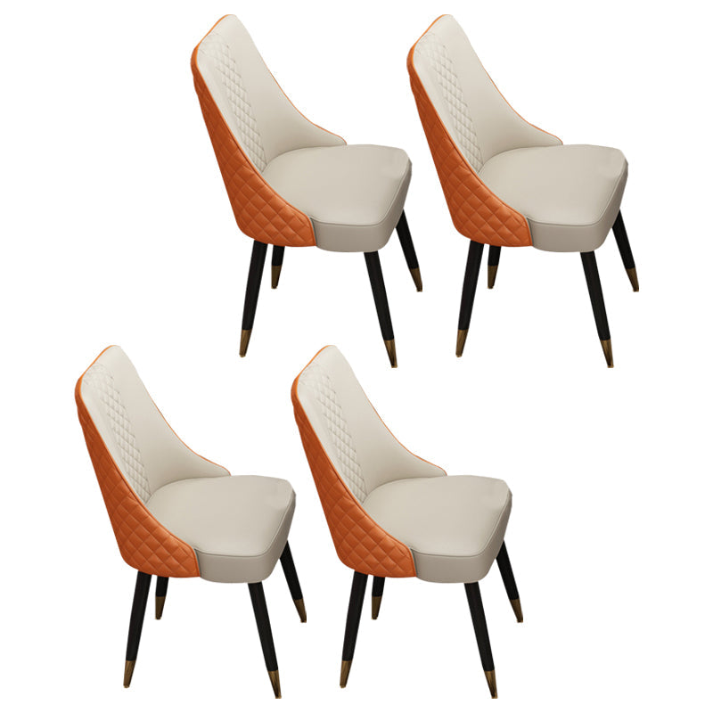 Scandinavian Style Leather Dining Armless Chairs Parsons Upholstered Chair (Set of 4) White-Saffron Clearhalo ' kitchen&dining_furn' 'Dining Chairs' 'Dining Tables & Seating' 'dining_chair' 'furn' 'furn_dining_chair' 'Furniture' 'furniture_dining_chair' 'Kitchen & Dining Furniture' 'kitchen' 4140575