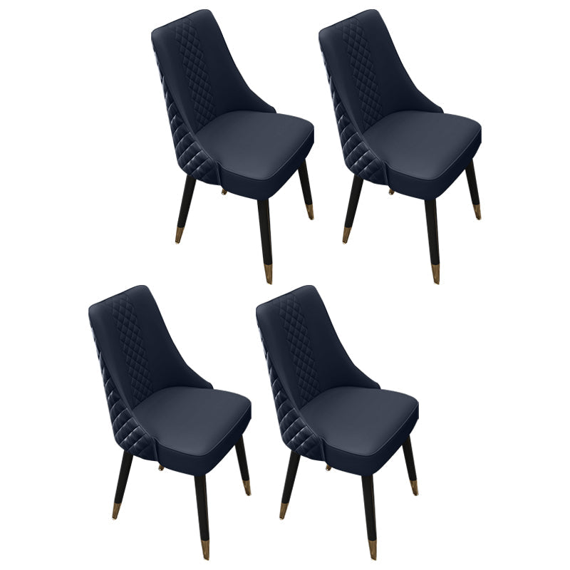 Scandinavian Style Leather Dining Armless Chairs Parsons Upholstered Chair (Set of 4) Dark Blue Clearhalo ' kitchen&dining_furn' 'Dining Chairs' 'Dining Tables & Seating' 'dining_chair' 'furn' 'furn_dining_chair' 'Furniture' 'furniture_dining_chair' 'Kitchen & Dining Furniture' 'kitchen' 4140577
