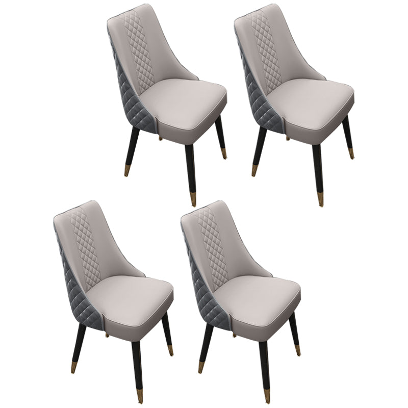 Scandinavian Style Leather Dining Armless Chairs Parsons Upholstered Chair (Set of 4) Light Gray-Black Clearhalo ' kitchen&dining_furn' 'Dining Chairs' 'Dining Tables & Seating' 'dining_chair' 'furn' 'furn_dining_chair' 'Furniture' 'furniture_dining_chair' 'Kitchen & Dining Furniture' 'kitchen' 4140578