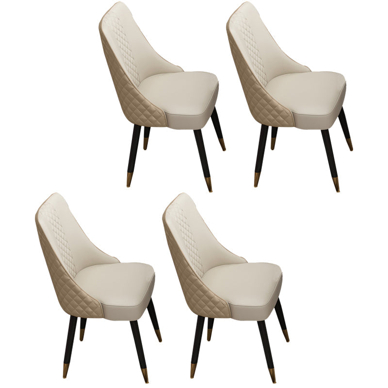 Scandinavian Style Leather Dining Armless Chairs Parsons Upholstered Chair (Set of 4) Light Gray-White Clearhalo ' kitchen&dining_furn' 'Dining Chairs' 'Dining Tables & Seating' 'dining_chair' 'furn' 'furn_dining_chair' 'Furniture' 'furniture_dining_chair' 'Kitchen & Dining Furniture' 'kitchen' 4140579