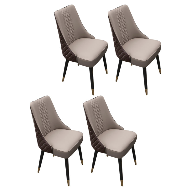 Scandinavian Style Leather Dining Armless Chairs Parsons Upholstered Chair (Set of 4) Yellow-Brown Clearhalo ' kitchen&dining_furn' 'Dining Chairs' 'Dining Tables & Seating' 'dining_chair' 'furn' 'furn_dining_chair' 'Furniture' 'furniture_dining_chair' 'Kitchen & Dining Furniture' 'kitchen' 4140580
