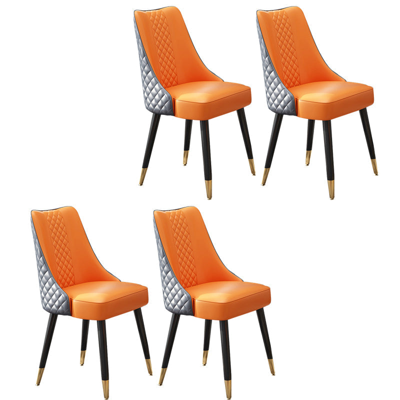 Scandinavian Style Leather Dining Armless Chairs Parsons Upholstered Chair (Set of 4) Orange-Gray Clearhalo ' kitchen&dining_furn' 'Dining Chairs' 'Dining Tables & Seating' 'dining_chair' 'furn' 'furn_dining_chair' 'Furniture' 'furniture_dining_chair' 'Kitchen & Dining Furniture' 'kitchen' 4140581