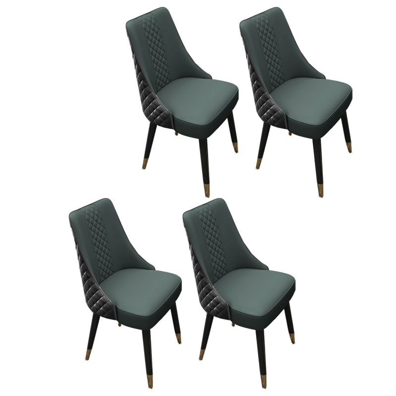 Scandinavian Style Leather Dining Armless Chairs Parsons Upholstered Chair (Set of 4) Blackish Green Clearhalo ' kitchen&dining_furn' 'Dining Chairs' 'Dining Tables & Seating' 'dining_chair' 'furn' 'furn_dining_chair' 'Furniture' 'furniture_dining_chair' 'Kitchen & Dining Furniture' 'kitchen' 4140582