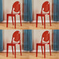Scandinavian Style Dining Side Chair Open Back Plastic Dining Armless Chairs (Set of 4) Red Clear Clearhalo ' kitchen&dining_furn' 'Dining Chairs' 'Dining Tables & Seating' 'dining_chair' 'furn' 'furn_dining_chair' 'Furniture' 'furniture_dining_chair' 'Kitchen & Dining Furniture' 'kitchen' 4140585