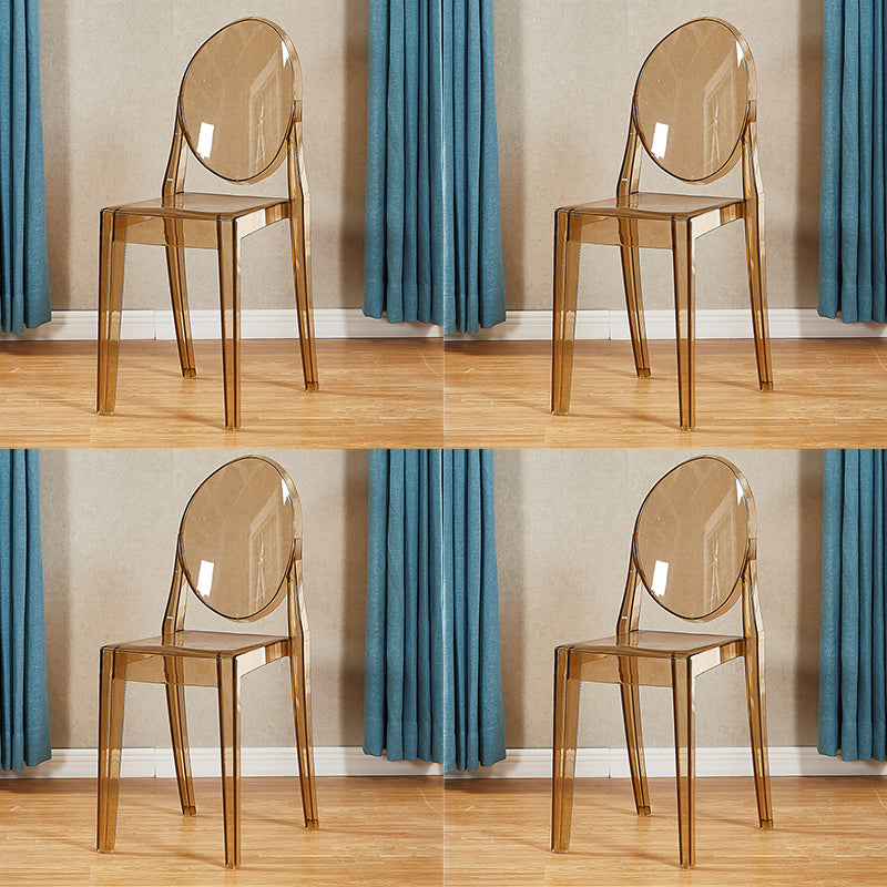 Scandinavian Style Dining Side Chair Open Back Plastic Dining Armless Chairs (Set of 4) Amber Clearhalo ' kitchen&dining_furn' 'Dining Chairs' 'Dining Tables & Seating' 'dining_chair' 'furn' 'furn_dining_chair' 'Furniture' 'furniture_dining_chair' 'Kitchen & Dining Furniture' 'kitchen' 4140587