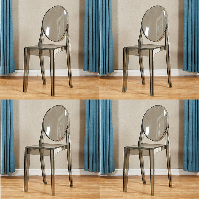 Scandinavian Style Dining Side Chair Open Back Plastic Dining Armless Chairs (Set of 4) Gray-Clear Clearhalo ' kitchen&dining_furn' 'Dining Chairs' 'Dining Tables & Seating' 'dining_chair' 'furn' 'furn_dining_chair' 'Furniture' 'furniture_dining_chair' 'Kitchen & Dining Furniture' 'kitchen' 4140590