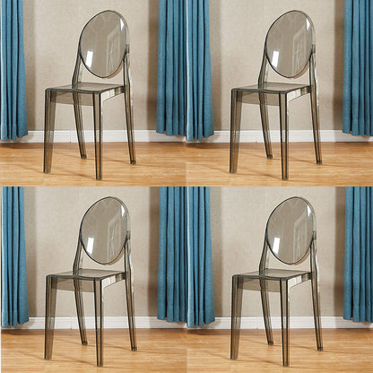 Scandinavian Style Dining Side Chair Open Back Plastic Dining Armless Chairs (Set of 4) Gray-Clear Clearhalo ' kitchen&dining_furn' 'Dining Chairs' 'Dining Tables & Seating' 'dining_chair' 'furn' 'furn_dining_chair' 'Furniture' 'furniture_dining_chair' 'Kitchen & Dining Furniture' 'kitchen' 4140590