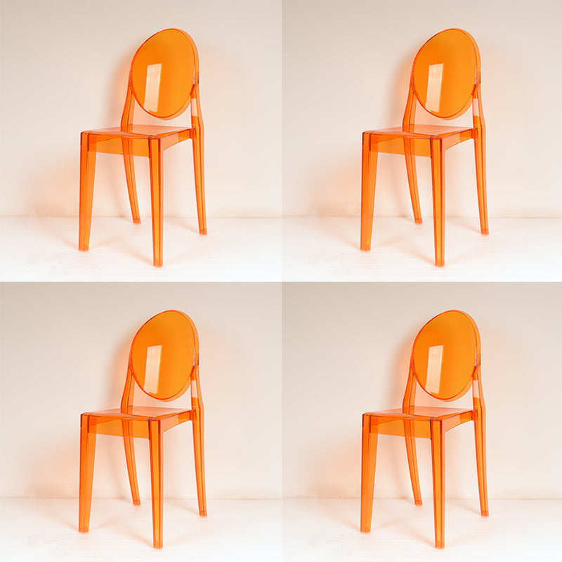 Scandinavian Style Dining Side Chair Open Back Plastic Dining Armless Chairs (Set of 4) Orange Clearhalo ' kitchen&dining_furn' 'Dining Chairs' 'Dining Tables & Seating' 'dining_chair' 'furn' 'furn_dining_chair' 'Furniture' 'furniture_dining_chair' 'Kitchen & Dining Furniture' 'kitchen' 4140592