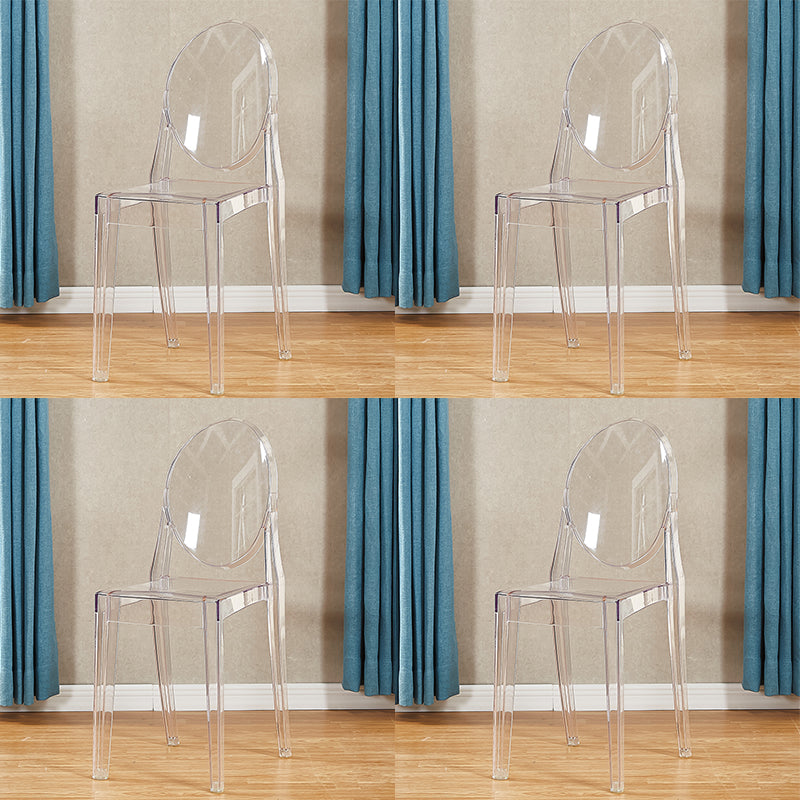 Scandinavian Style Dining Side Chair Open Back Plastic Dining Armless Chairs (Set of 4) Clear Clearhalo ' kitchen&dining_furn' 'Dining Chairs' 'Dining Tables & Seating' 'dining_chair' 'furn' 'furn_dining_chair' 'Furniture' 'furniture_dining_chair' 'Kitchen & Dining Furniture' 'kitchen' 4140596