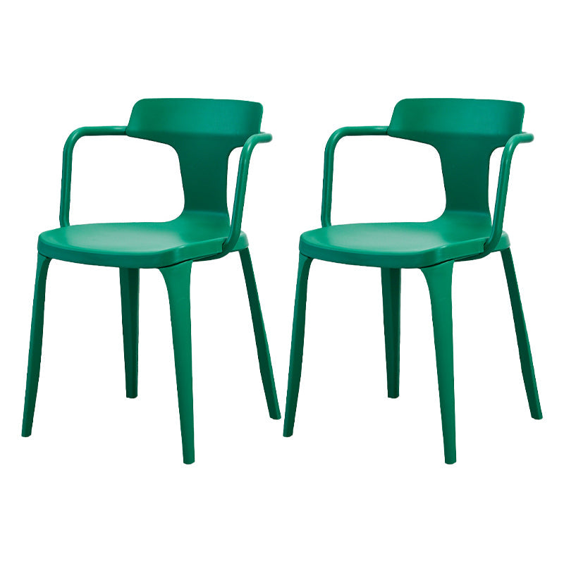 Contemporary Style Plastic Chair Kitchen Slat Back Arm Chairs (Set of 2) Dark Green Clearhalo ' kitchen&dining_furn' 'Dining Chairs' 'Dining Tables & Seating' 'dining_chair' 'furn' 'furn_dining_chair' 'Furniture' 'furniture_dining_chair' 'Kitchen & Dining Furniture' 'kitchen' 4140603