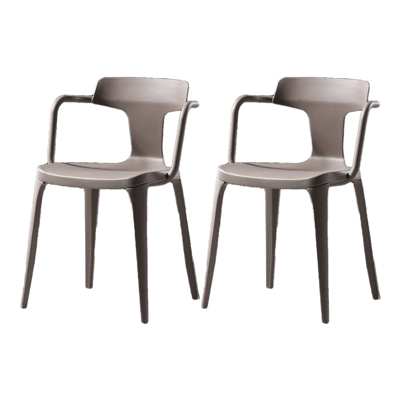 Contemporary Style Plastic Chair Kitchen Slat Back Arm Chairs (Set of 2) Grey Clearhalo ' kitchen&dining_furn' 'Dining Chairs' 'Dining Tables & Seating' 'dining_chair' 'furn' 'furn_dining_chair' 'Furniture' 'furniture_dining_chair' 'Kitchen & Dining Furniture' 'kitchen' 4140608
