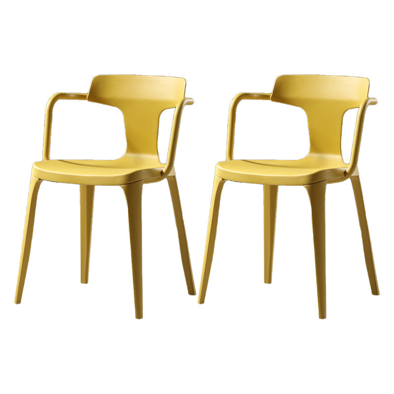 Contemporary Style Plastic Chair Kitchen Slat Back Arm Chairs (Set of 2) Yellow Clearhalo ' kitchen&dining_furn' 'Dining Chairs' 'Dining Tables & Seating' 'dining_chair' 'furn' 'furn_dining_chair' 'Furniture' 'furniture_dining_chair' 'Kitchen & Dining Furniture' 'kitchen' 4140610