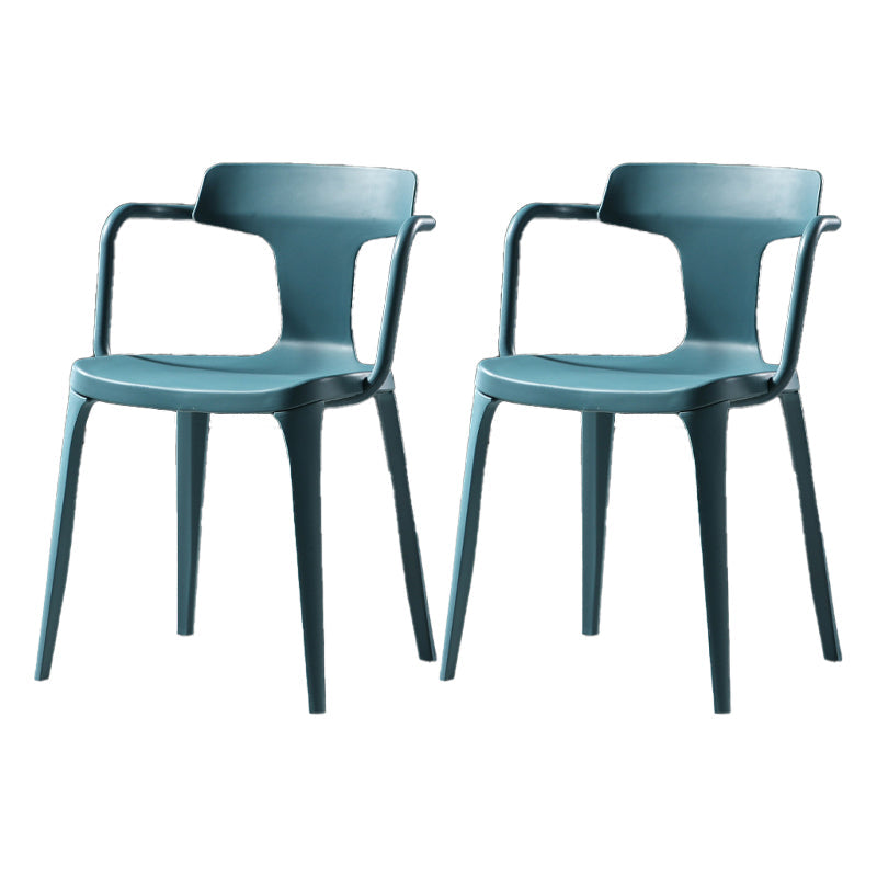 Contemporary Style Plastic Chair Kitchen Slat Back Arm Chairs (Set of 2) Blue Clearhalo ' kitchen&dining_furn' 'Dining Chairs' 'Dining Tables & Seating' 'dining_chair' 'furn' 'furn_dining_chair' 'Furniture' 'furniture_dining_chair' 'Kitchen & Dining Furniture' 'kitchen' 4140612