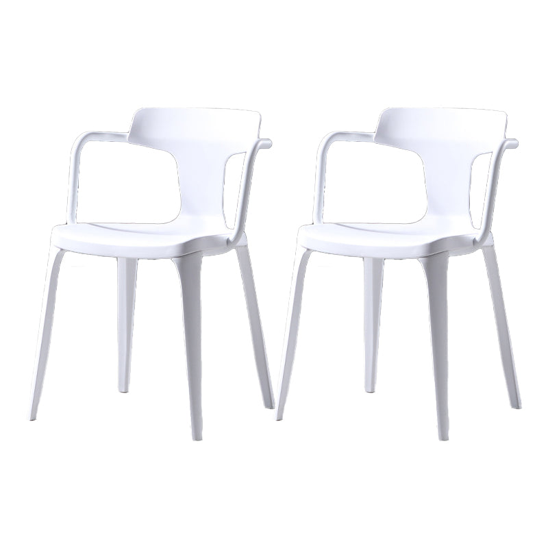 Contemporary Style Plastic Chair Kitchen Slat Back Arm Chairs (Set of 2) White Clearhalo ' kitchen&dining_furn' 'Dining Chairs' 'Dining Tables & Seating' 'dining_chair' 'furn' 'furn_dining_chair' 'Furniture' 'furniture_dining_chair' 'Kitchen & Dining Furniture' 'kitchen' 4140614