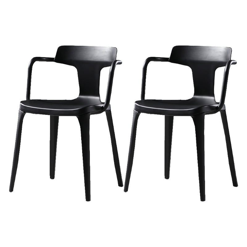 Contemporary Style Plastic Chair Kitchen Slat Back Arm Chairs (Set of 2) Black Clearhalo ' kitchen&dining_furn' 'Dining Chairs' 'Dining Tables & Seating' 'dining_chair' 'furn' 'furn_dining_chair' 'Furniture' 'furniture_dining_chair' 'Kitchen & Dining Furniture' 'kitchen' 4140616