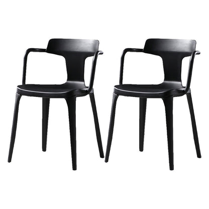 Contemporary Style Plastic Chair Kitchen Slat Back Arm Chairs (Set of 2) Black Clearhalo ' kitchen&dining_furn' 'Dining Chairs' 'Dining Tables & Seating' 'dining_chair' 'furn' 'furn_dining_chair' 'Furniture' 'furniture_dining_chair' 'Kitchen & Dining Furniture' 'kitchen' 4140616