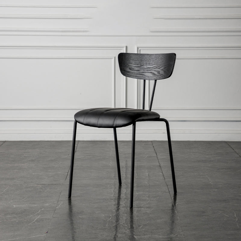 Industrial Style Dining Chairs Kitchen Armless Side Chairs with Metal Legs Black 1 Piece Clearhalo ' kitchen&dining_furn' 'Dining Chairs' 'Dining Tables & Seating' 'dining_chair' 'furn' 'furn_dining_chair' 'Furniture' 'furniture_dining_chair' 'Kitchen & Dining Furniture' 'kitchen' 4140627