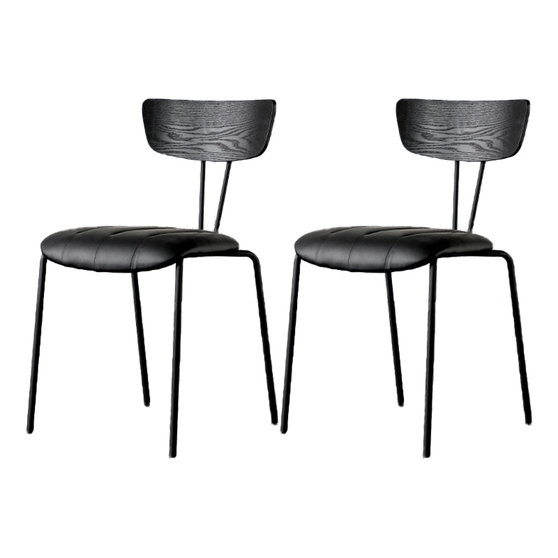 Industrial Style Dining Chairs Kitchen Armless Side Chairs with Metal Legs Black 2 Piece Set Clearhalo ' kitchen&dining_furn' 'Dining Chairs' 'Dining Tables & Seating' 'dining_chair' 'furn' 'furn_dining_chair' 'Furniture' 'furniture_dining_chair' 'Kitchen & Dining Furniture' 'kitchen' 4140629