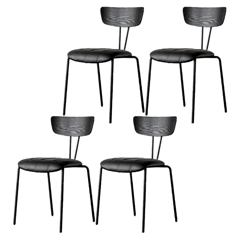 Industrial Style Dining Chairs Kitchen Armless Side Chairs with Metal Legs Black 4 Piece Set Clearhalo ' kitchen&dining_furn' 'Dining Chairs' 'Dining Tables & Seating' 'dining_chair' 'furn' 'furn_dining_chair' 'Furniture' 'furniture_dining_chair' 'Kitchen & Dining Furniture' 'kitchen' 4140632