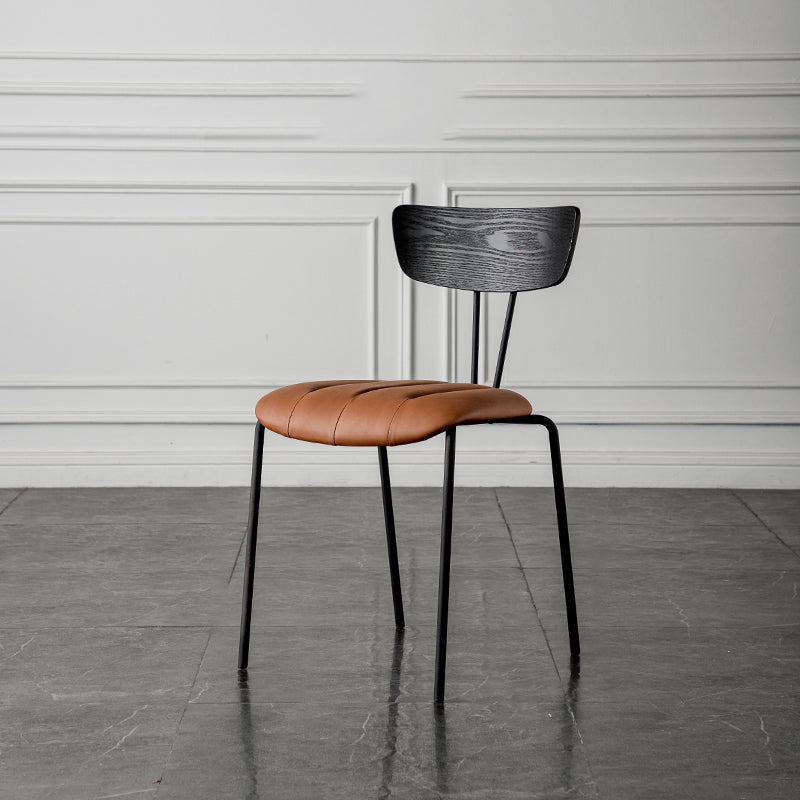 Industrial Style Dining Chairs Kitchen Armless Side Chairs with Metal Legs Dark Brown 1 Piece Clearhalo ' kitchen&dining_furn' 'Dining Chairs' 'Dining Tables & Seating' 'dining_chair' 'furn' 'furn_dining_chair' 'Furniture' 'furniture_dining_chair' 'Kitchen & Dining Furniture' 'kitchen' 4140633