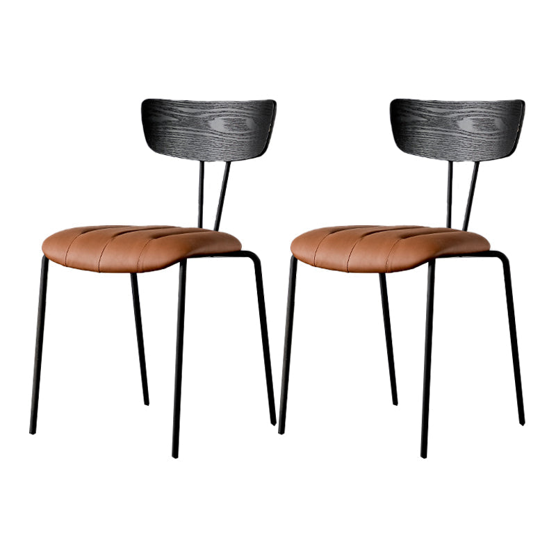 Industrial Style Dining Chairs Kitchen Armless Side Chairs with Metal Legs Dark Brown 2 Piece Set Clearhalo ' kitchen&dining_furn' 'Dining Chairs' 'Dining Tables & Seating' 'dining_chair' 'furn' 'furn_dining_chair' 'Furniture' 'furniture_dining_chair' 'Kitchen & Dining Furniture' 'kitchen' 4140635