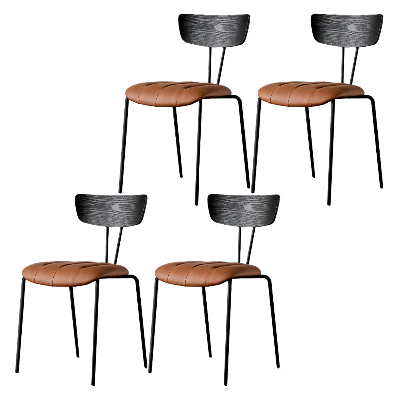Industrial Style Dining Chairs Kitchen Armless Side Chairs with Metal Legs Dark Brown 4 Piece Set Clearhalo ' kitchen&dining_furn' 'Dining Chairs' 'Dining Tables & Seating' 'dining_chair' 'furn' 'furn_dining_chair' 'Furniture' 'furniture_dining_chair' 'Kitchen & Dining Furniture' 'kitchen' 4140637