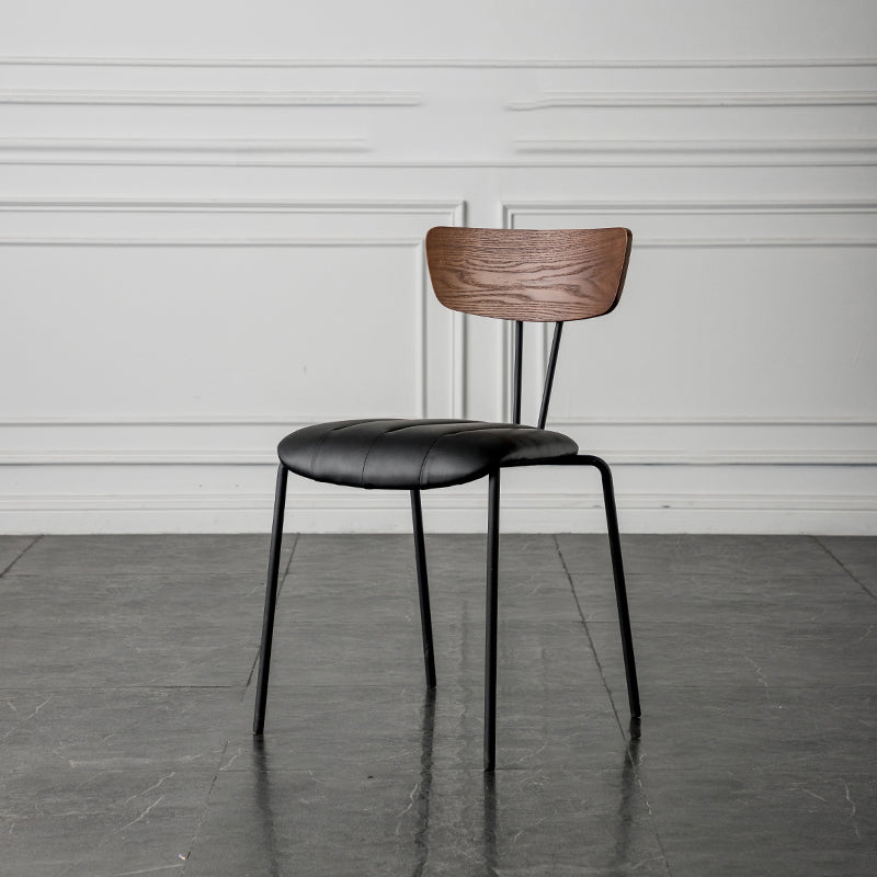 Industrial Style Dining Chairs Kitchen Armless Side Chairs with Metal Legs Dark Coffee 1 Piece Clearhalo ' kitchen&dining_furn' 'Dining Chairs' 'Dining Tables & Seating' 'dining_chair' 'furn' 'furn_dining_chair' 'Furniture' 'furniture_dining_chair' 'Kitchen & Dining Furniture' 'kitchen' 4140640