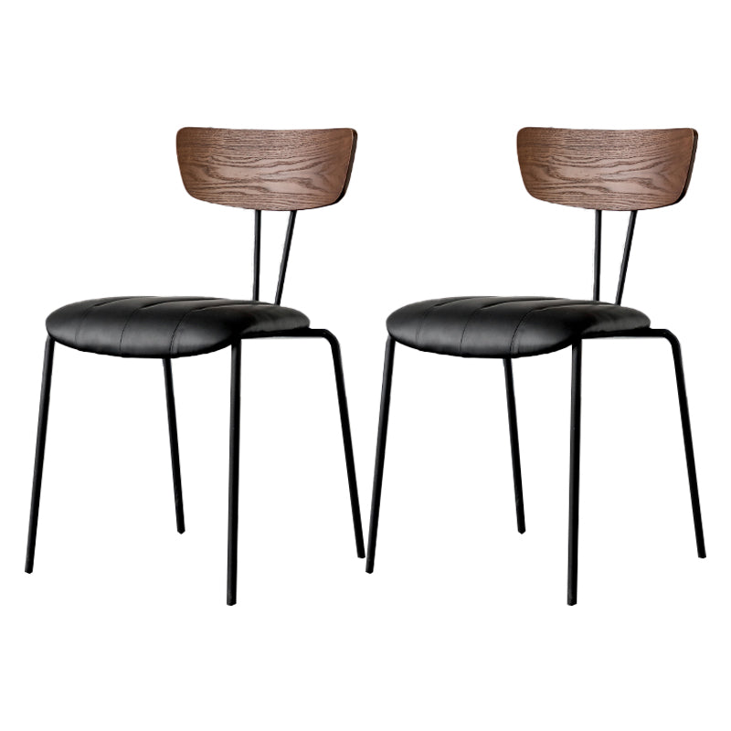 Industrial Style Dining Chairs Kitchen Armless Side Chairs with Metal Legs Dark Coffee 2 Piece Set Clearhalo ' kitchen&dining_furn' 'Dining Chairs' 'Dining Tables & Seating' 'dining_chair' 'furn' 'furn_dining_chair' 'Furniture' 'furniture_dining_chair' 'Kitchen & Dining Furniture' 'kitchen' 4140641