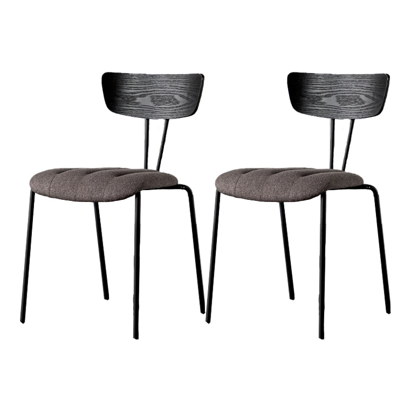 Industrial Style Dining Chairs Kitchen Armless Side Chairs with Metal Legs Dark Gray-Black 2 Piece Set Clearhalo ' kitchen&dining_furn' 'Dining Chairs' 'Dining Tables & Seating' 'dining_chair' 'furn' 'furn_dining_chair' 'Furniture' 'furniture_dining_chair' 'Kitchen & Dining Furniture' 'kitchen' 4140644