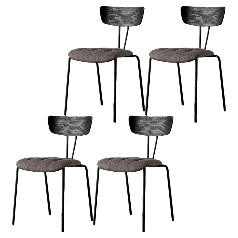 Industrial Style Dining Chairs Kitchen Armless Side Chairs with Metal Legs Dark Gray-Black 4 Piece Set Clearhalo ' kitchen&dining_furn' 'Dining Chairs' 'Dining Tables & Seating' 'dining_chair' 'furn' 'furn_dining_chair' 'Furniture' 'furniture_dining_chair' 'Kitchen & Dining Furniture' 'kitchen' 4140645
