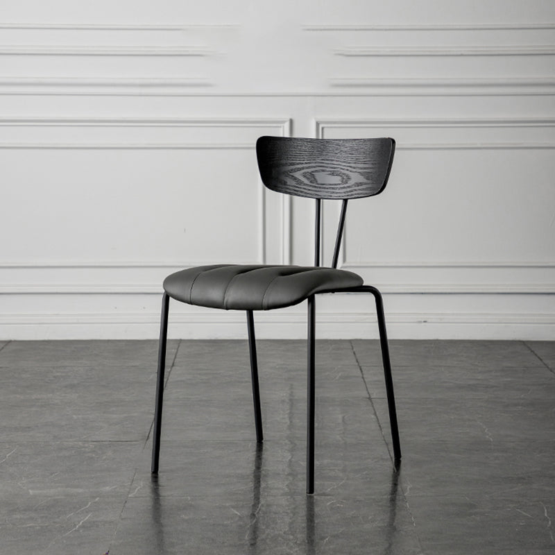 Industrial Style Dining Chairs Kitchen Armless Side Chairs with Metal Legs Light Gray-Black 1 Piece Clearhalo ' kitchen&dining_furn' 'Dining Chairs' 'Dining Tables & Seating' 'dining_chair' 'furn' 'furn_dining_chair' 'Furniture' 'furniture_dining_chair' 'Kitchen & Dining Furniture' 'kitchen' 4140646